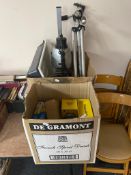 Two boxes of photographic equipment