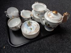 A tray containing Japanese eggshell tea service