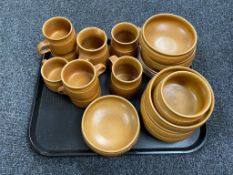 A tray of mid twentieth century earthernware Langley coffee china