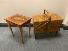 A concertina sewing box together with a musical sewing table