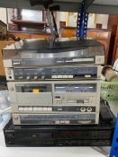 A Sony CD player with remote together with Panasonic hifi and speakers