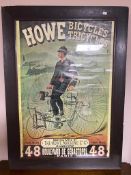 An oak framed advertising picture - Howe bicycles and tricycles
