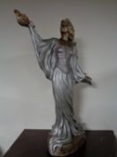 An Alice Heath signed chalk statue - Lady in silver flowing dress