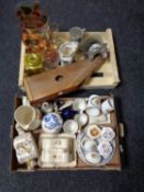 A zither, assorted glass ware,