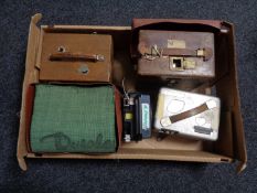 A box of five pigeon timing clocks