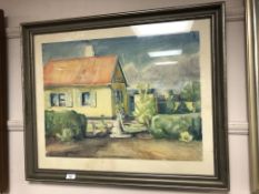 Continental school, house and garden,