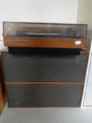 A Bang and Olufsen Beogram 1000 turntable together with a pair of Bang and Olufsen Beovox 1000