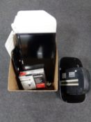 A box of computer monitor, printer,