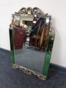 A 1930's frameless two tone mirror