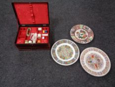 A Chinese mother of pearl lacquered work box,