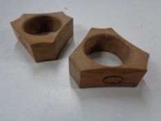 Two triangular shaped napkin rings