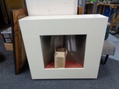 A contemporary electric fireplace