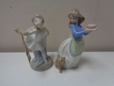 Two Nao figures- Girl with cake and ballerina