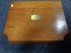 An Edwardian oak cutlery canteen