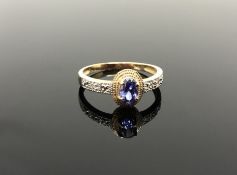 A 10ct gold tanzanite and diamond ring,