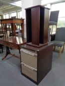 A two drawer metal filing cabinet