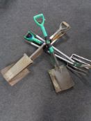 Three bundles of garden tools