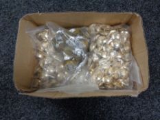 A box of military buttons and badges