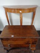 An Italianate style hall table together with a mid century work box