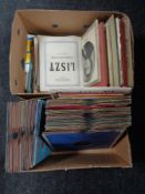 Two boxes of sheet music and vinyl 78's