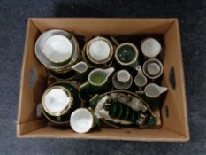 A tray of Apilco Greek green and gilt tea ware