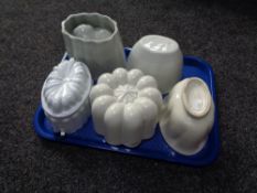 Six antique jelly moulds