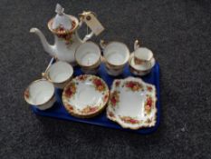A tray of sixteen piece Royal Albert Old Country Roses tea set