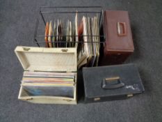 Four cases of lps records, metal rack of records, rock and pop, Rolling stones,