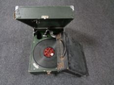 A Columbia gramophone and case of 78's