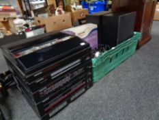 A Ferguson hifi system together with a box of fan heater, slim line PS2, camera,