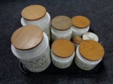 A tray of six Hornsea Fleur storage jars,