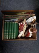 A box of religious figures, prints,