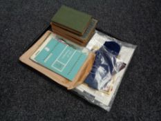 A tray of ephemera, Cunard passenger list,