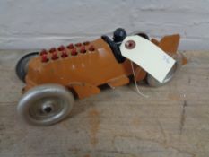 A metal vintage motor car