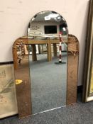 An Art Deco two-tone all glass mirror,