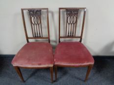 A pair of Victorian inlaid mahogany bedroom chairs