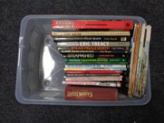 A box of books and magazines relating to trains and railways
