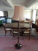 A standard lamp and shade