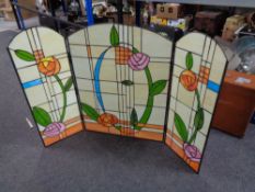 An Art Nouveau glass folding fire screen