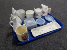 A tray of cabinet china, Royal Crown Derby, Wedgwood,