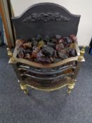 A 20th century brass framed electric fire with coloured glass coals