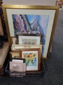 A quantity of pictures and prints - pine framed S.