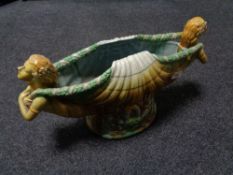 A Majolica style twin handled vase modelled as two female nudes CONDITION REPORT: