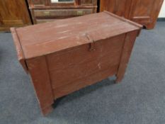 An antique painted pine chest