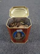 A tin of a quantity of pre-decimal British coins