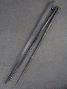 Five vintage metal snooker cue cases