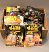 A collection of Star Wars The Official Figurine Collection die cast figures and accompanying