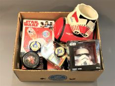 A collection of Star Wars collectable's including mugs, yo yo's,