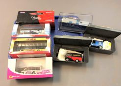 A die cast Arriva Durham County bus, LNER parcel van, Sunderland Echo delivery van,