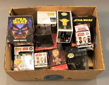 A collection of Star Wars Bobble Head figures, the vast majority are boxed.